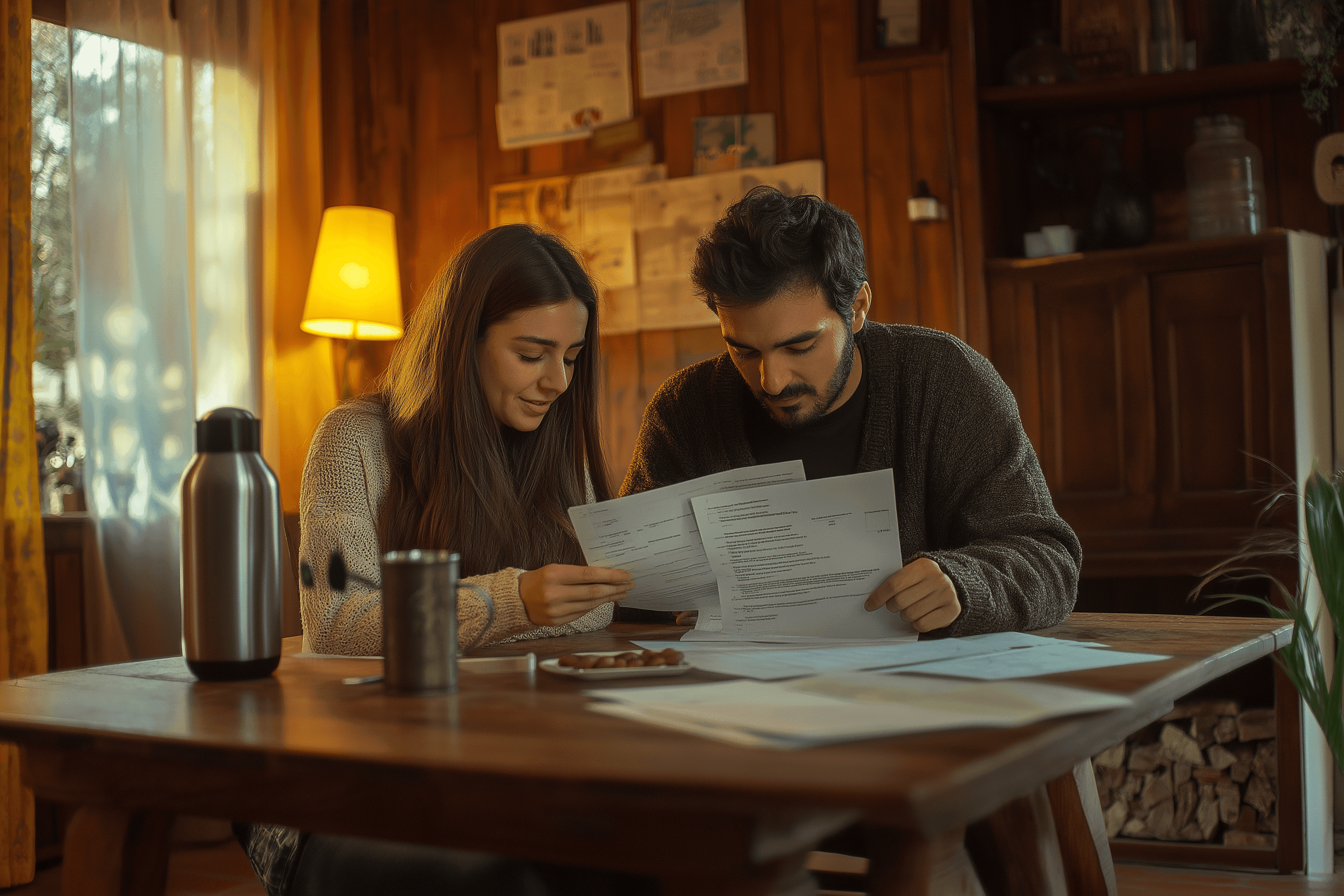 Pareja negociando precio de propiedad